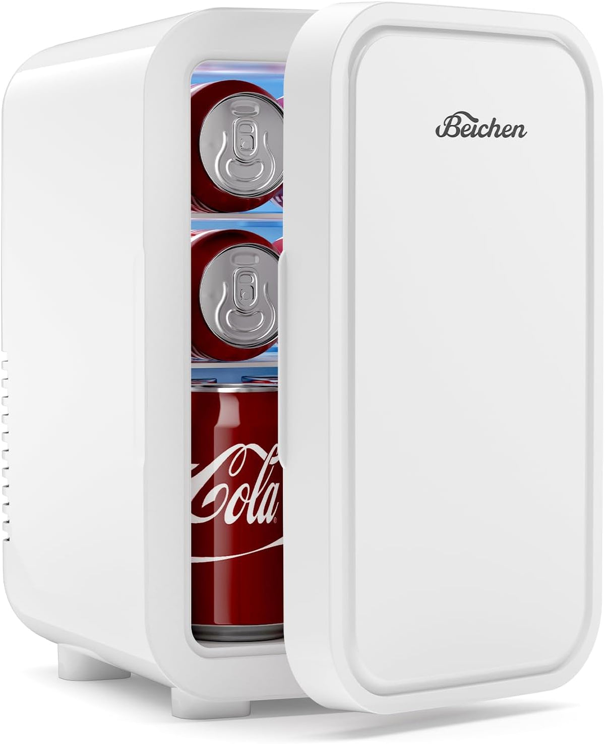 Mini Fridge,6 Liter / 8 Can Small Fridge for Bedroom, Car, Office & Dorm, 110V AC/DC Portable Thermoelectric Cooler & Warmer for Skincare, Food, Drinks, White