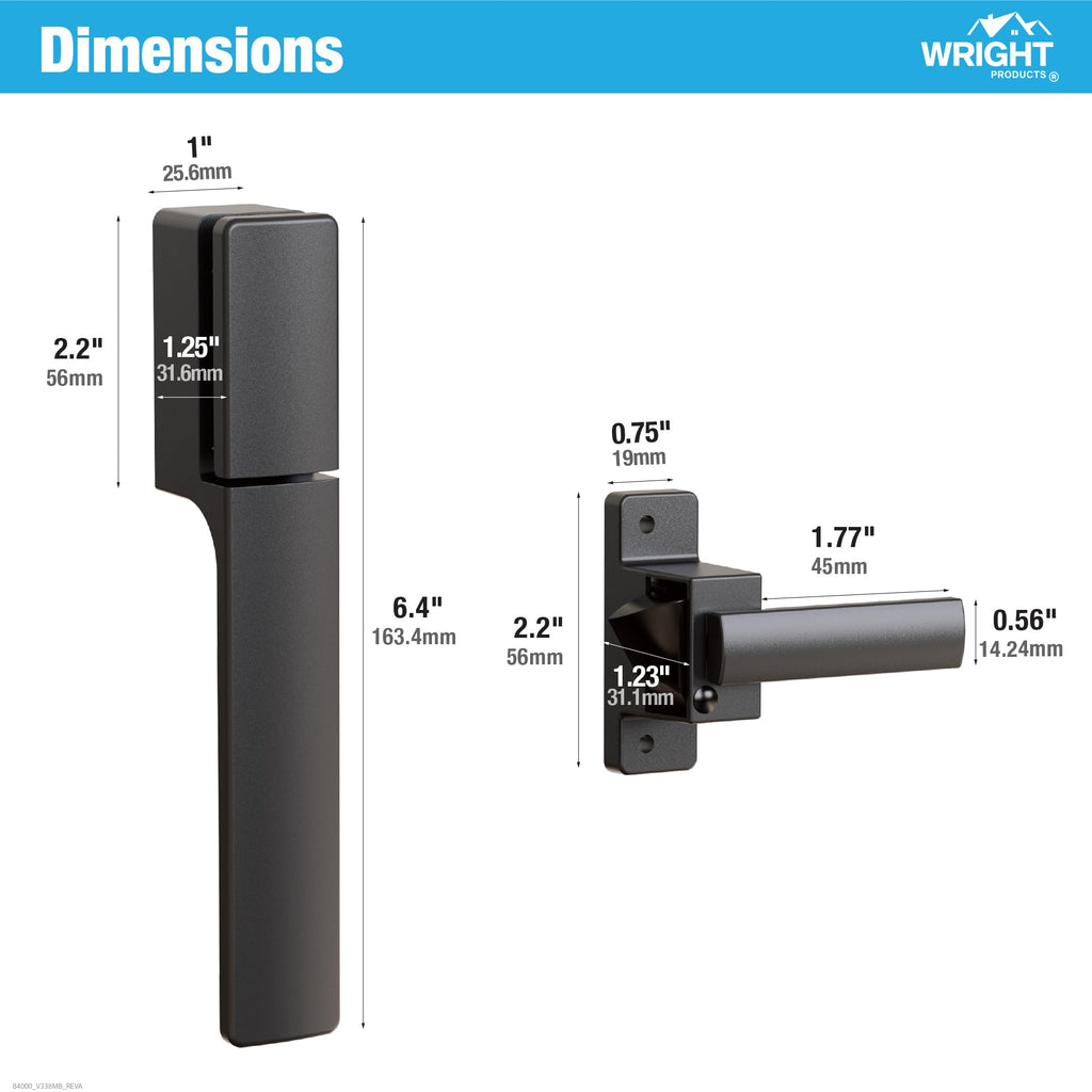 Free Hanging Screen & Storm Door Handle, Black