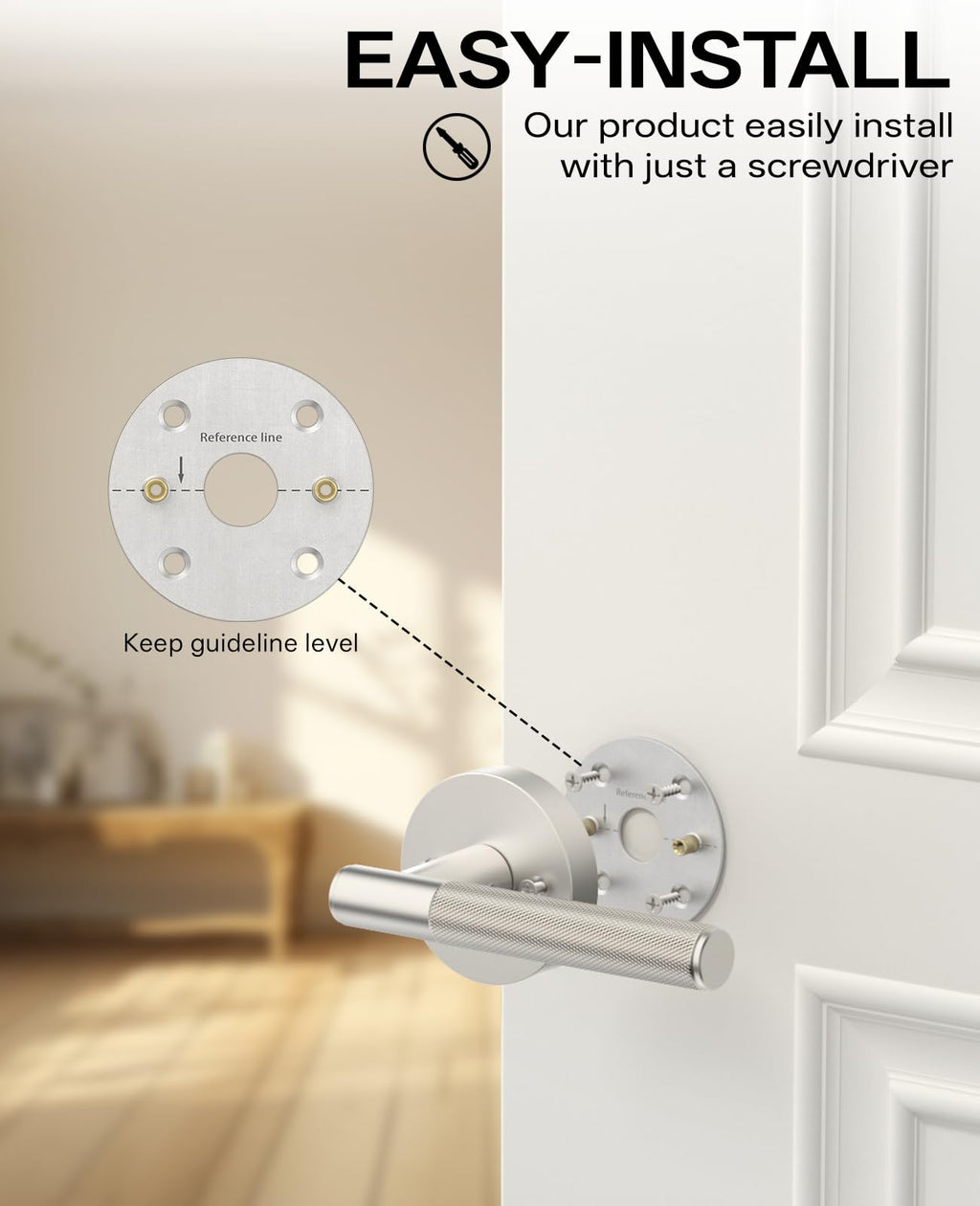 2 Pack Brushed Satin Nickel Dummy Interior Door Handles
