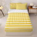 Stripe Zipper Bedding Set Yellow White Striped