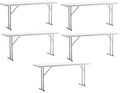 Set of 5, 5-Foot - 60" Long White Plastic Folding Seminar Training Table Portable 18" Wide Narrow, 29" High, Events