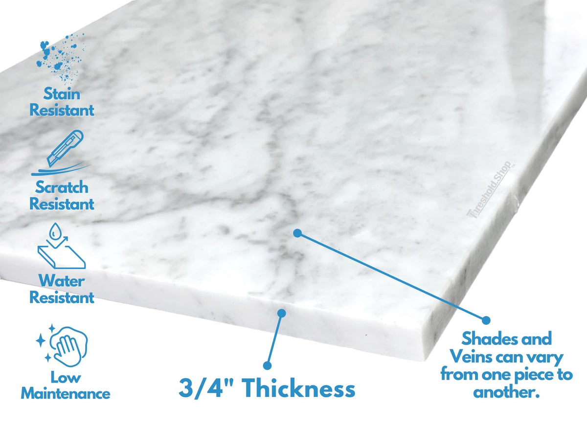 Custom Size | White Carrara Marble Rectangle Shower Bench | Tile Shower Seat for Schluter Kerdi Board, VEVOR, The
