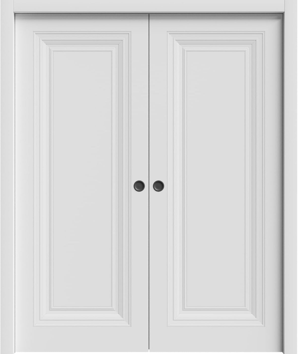 Sliding Double Pocket Doors 64 x 84 inches | Base 7111 White | Kit Rail Hardware | Solid Wood Interior Bedroom Doors