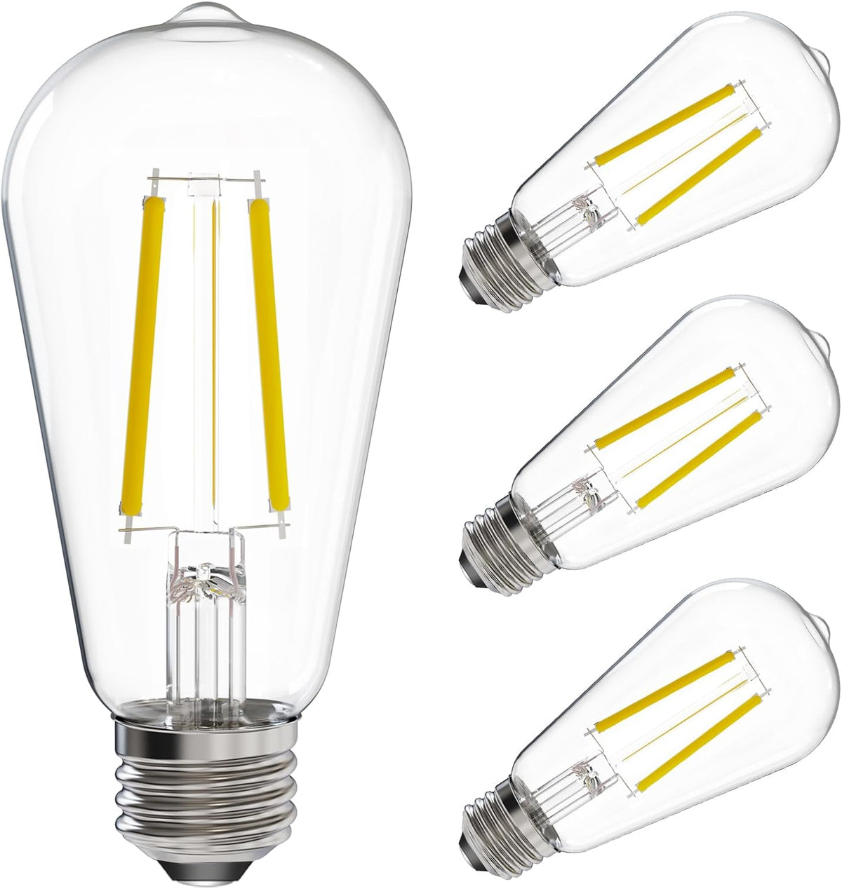 Energetic 4 Pack ST19 Vintage LED Edison Bulbs, 60 Watt Equivalent, 5000K