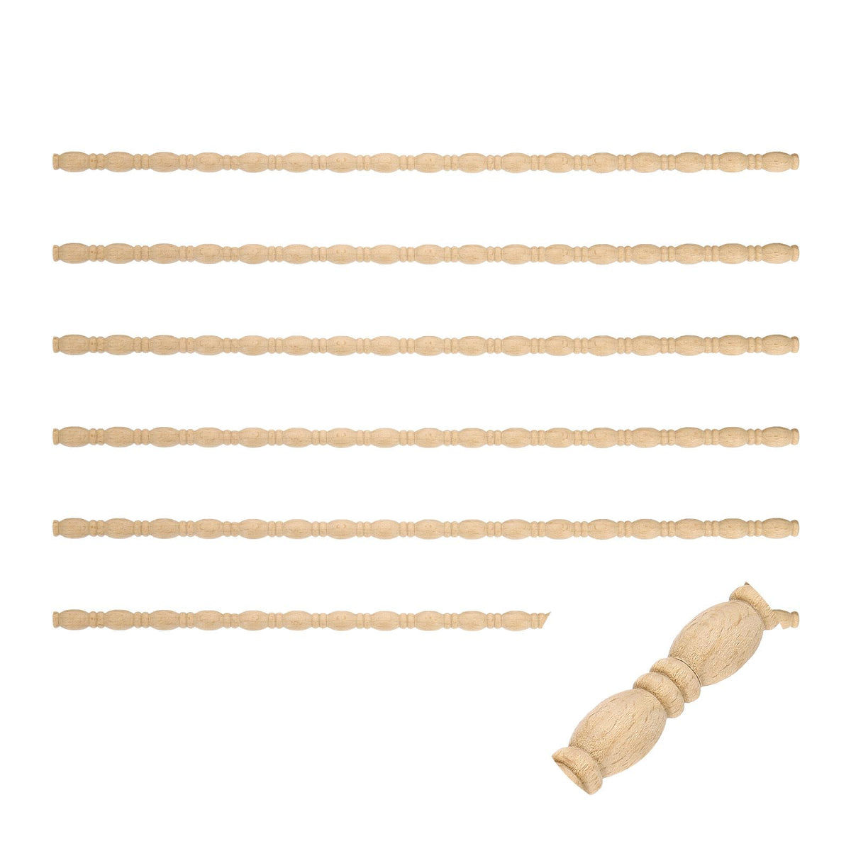 6pcs 15.75" Decorative Wood Trim Unfinished 3D DIY (Gourd Line 12mm)