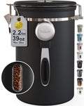 Coffee Canister with Window, 39OZ Large Airtight Stainless Steel Jars