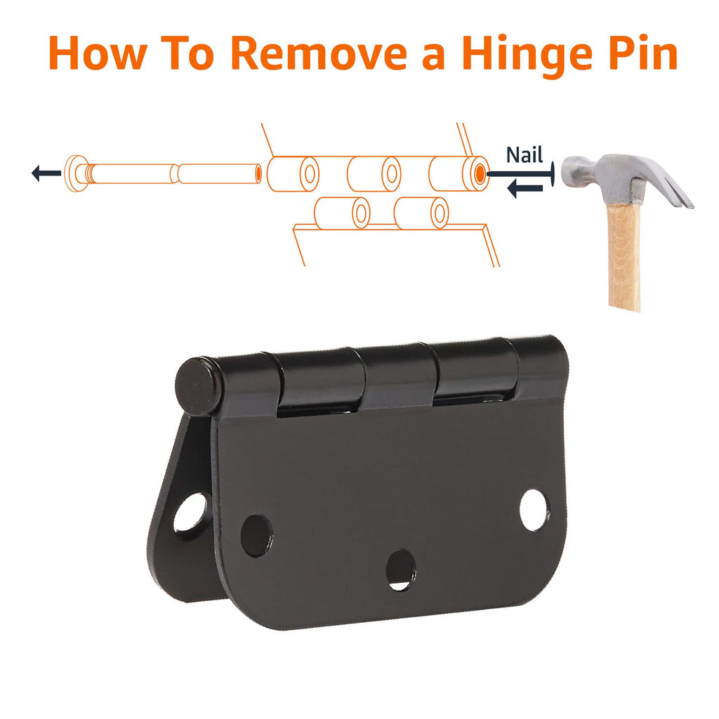 Sturdy Rounded 5/8 Radius Interior Door Hinges with Included Screws, 3.5" x 3.5", Matte Black, 18-Pack