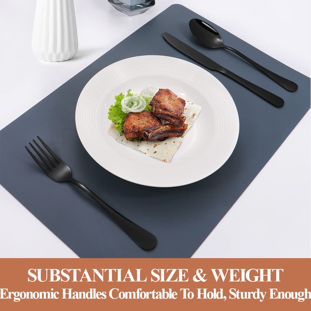 Black Silverware Set,30-Piece Stainless Steel Flatware Set for 6