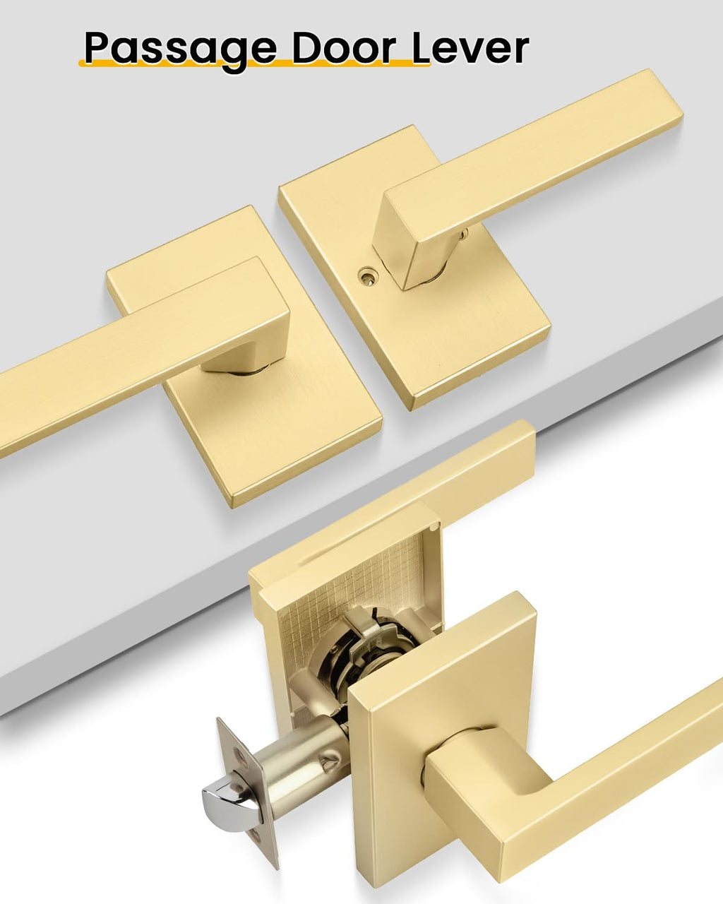 Gold Passage Door Handles, Hall Closet Handles 1 Pack