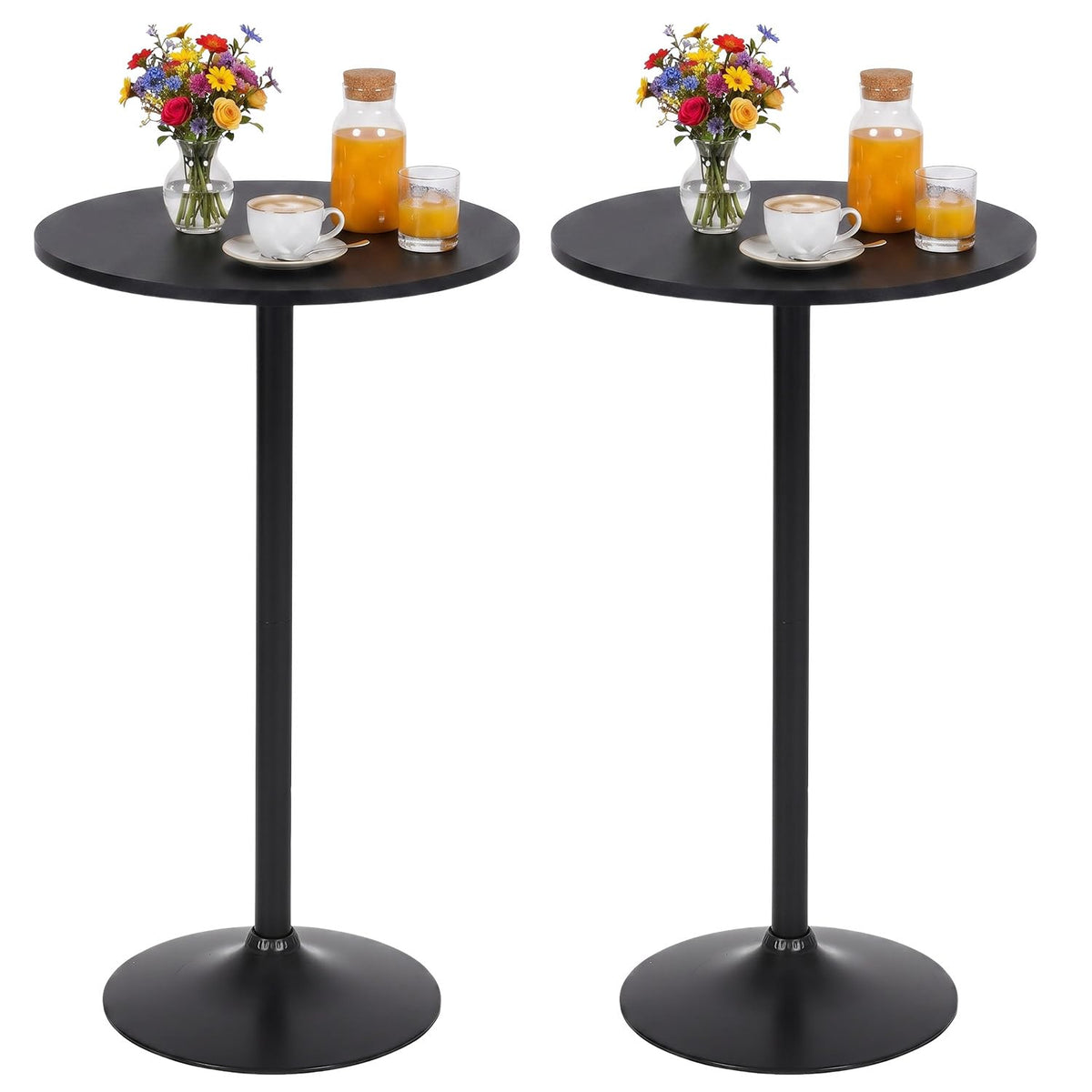 2 Pack Bar Table 40" Height Round Pub Table Modern Kitchen Dining Table Sturdy Metal Base&Solid MDF Top, Space-Saving