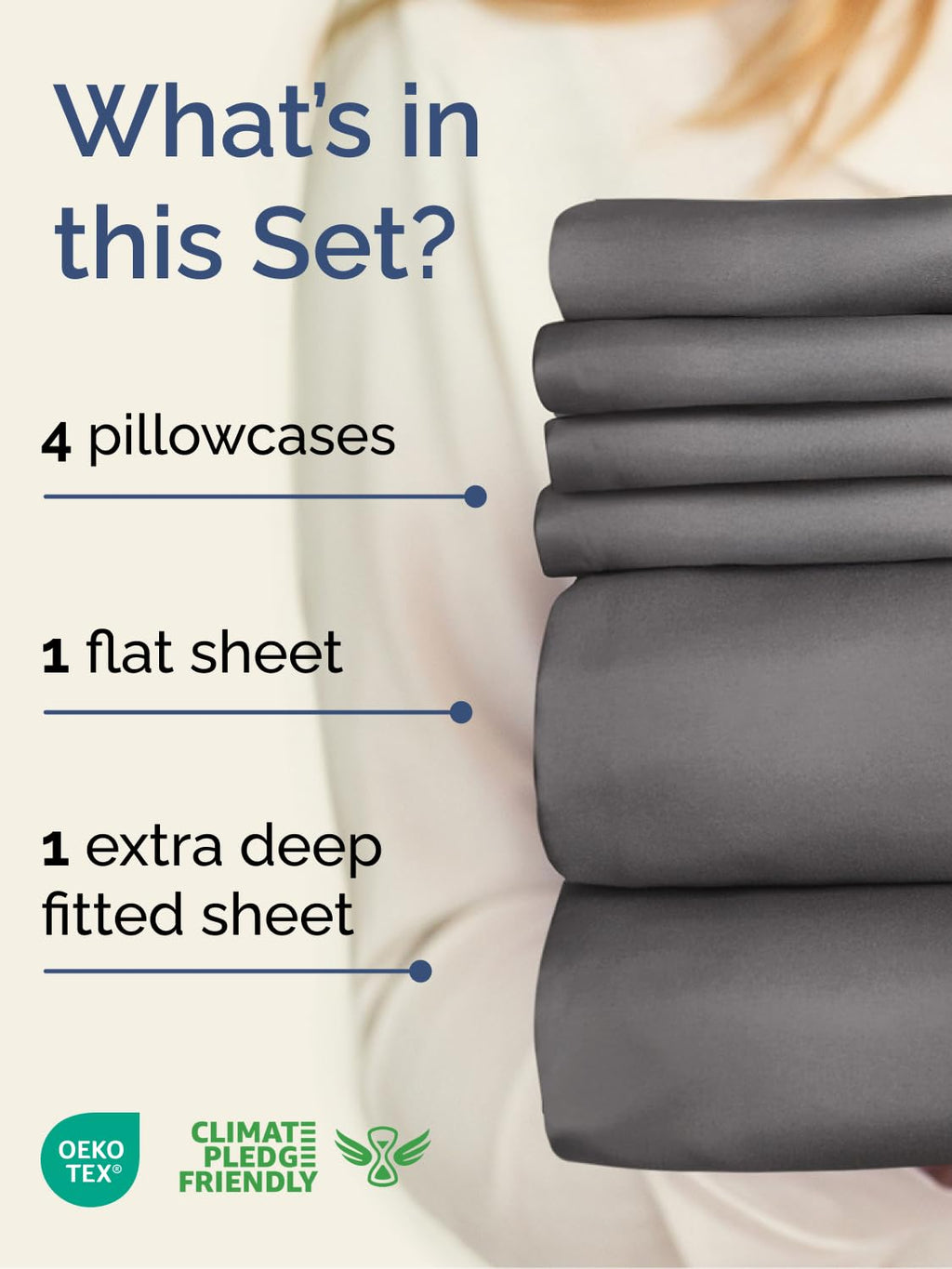 CGK Extra Deep Sheet Set - 6pc Cooling Sheets - Grey