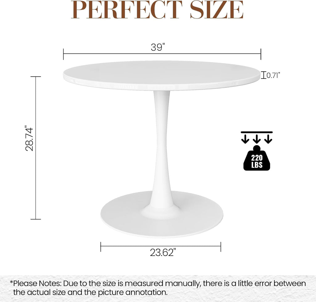 Tulip Round Pedestal Dining Table — White