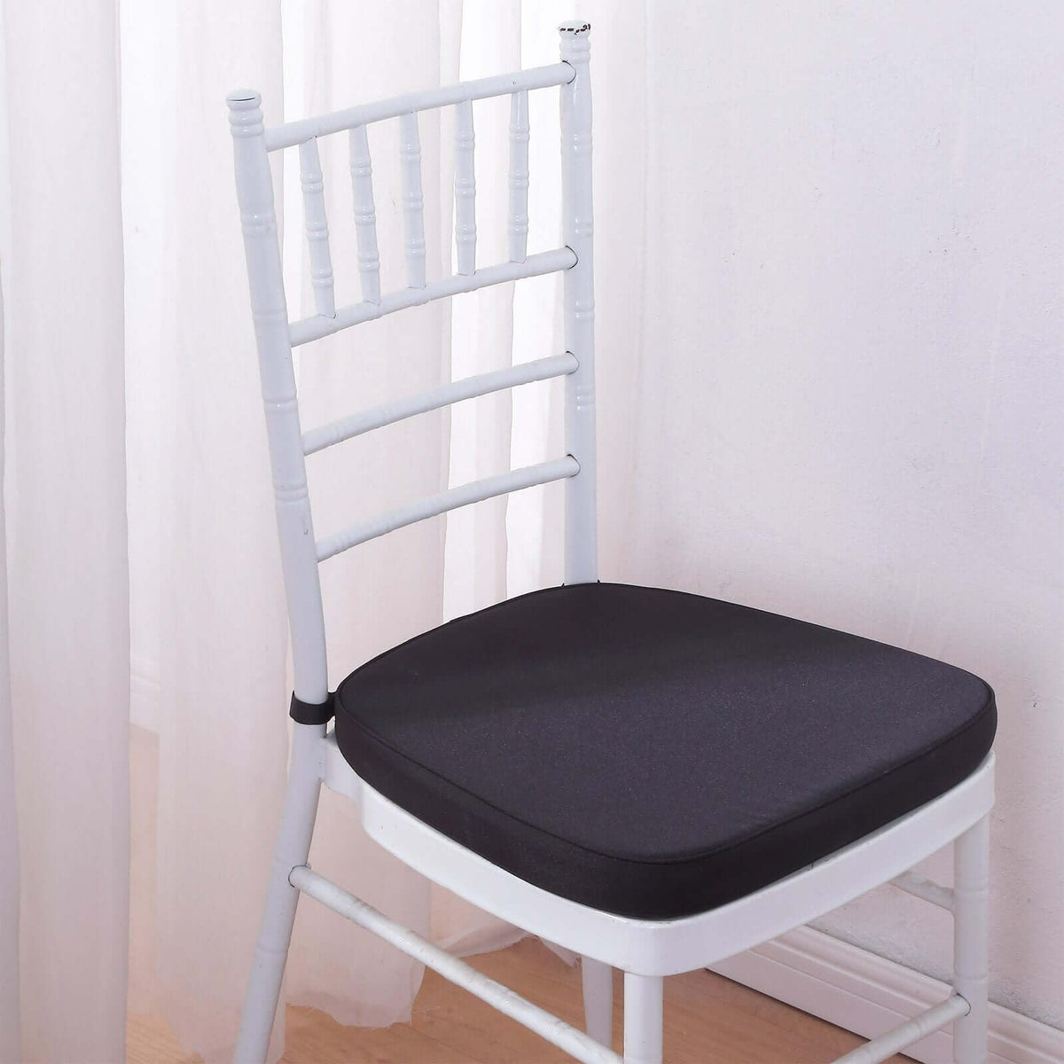 5 PCS | Black Chiavari Chair Cushion Chair Pad with Attachment Straps Party Event Decoration - 2" Thick