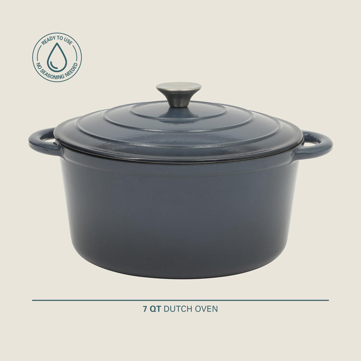 7 Qt Enameled Cast Iron Dutch Oven Pot with Lid - Round, Oven Safe to 500°F, Ideal for Bread Baking &