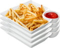 Chip and Dip Serving Platter Set of 4-8 Inch Ceramic Divided Plates with Sauce Compartment, Food-Safe Snack Plate for