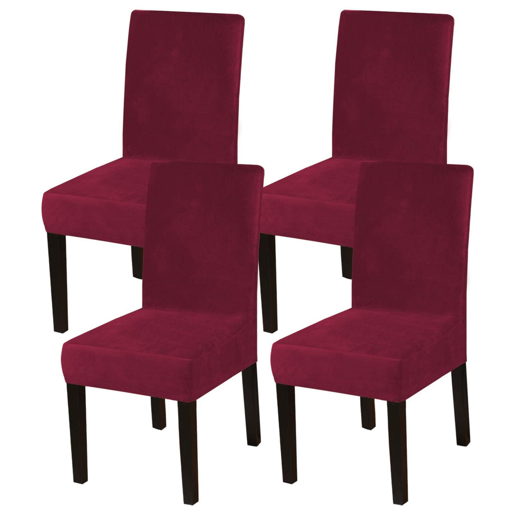 Velvet Christmas Chair Covers Set of 4, Washable Dining Chair Slipcovers Stretch Dining Room Chair Covers Seat