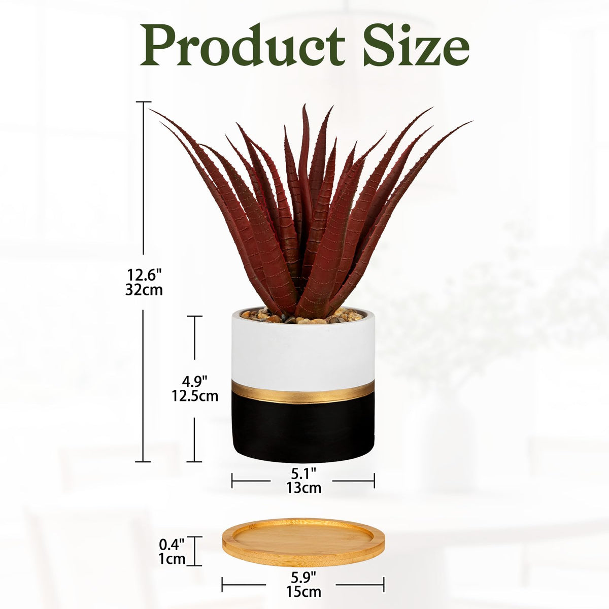Fall Succulent Artificial Plant in Pot, Agave Fake Plant Home Decor