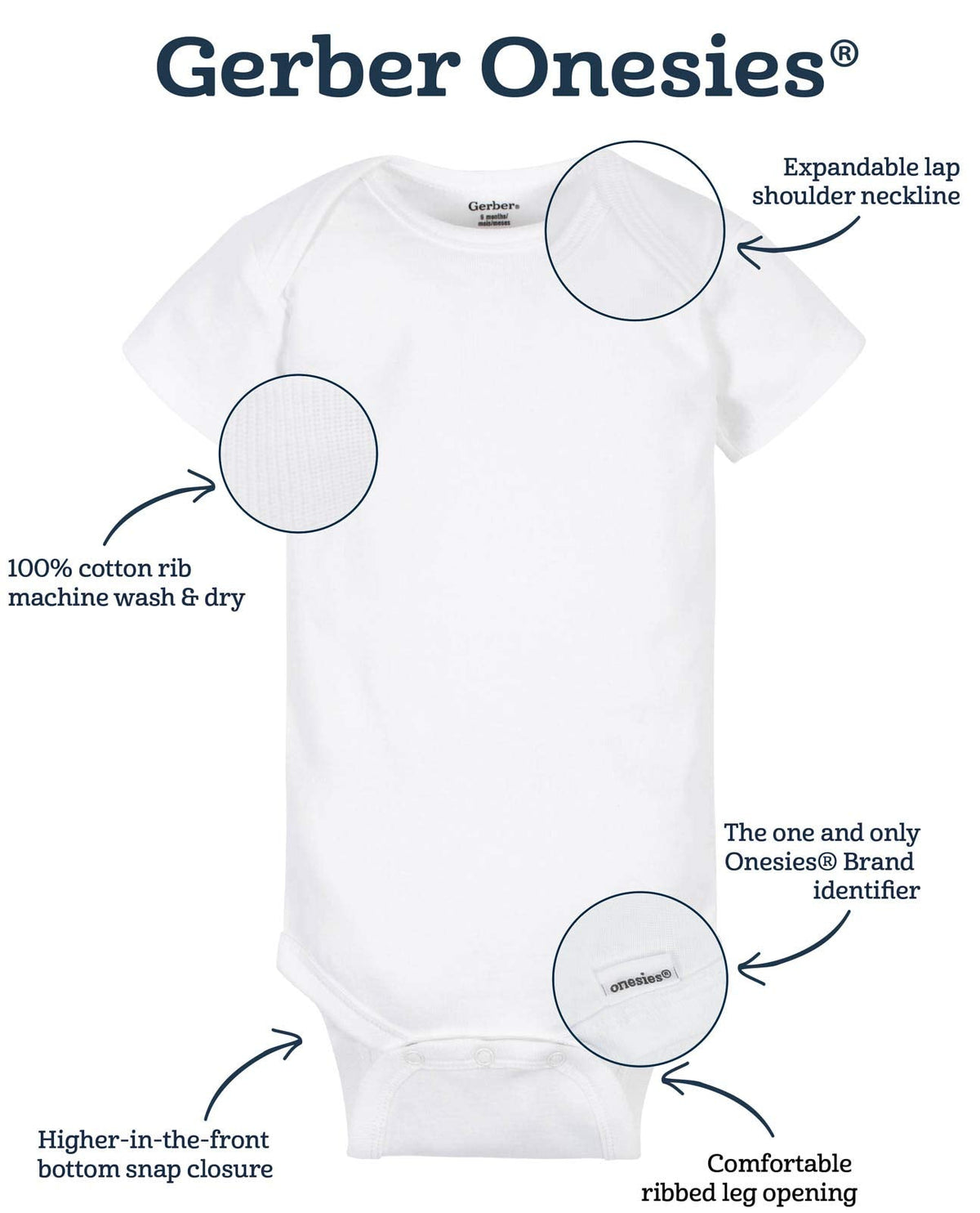 Baby Boys' Pack Bodysuits, White Short & Long Sleeve