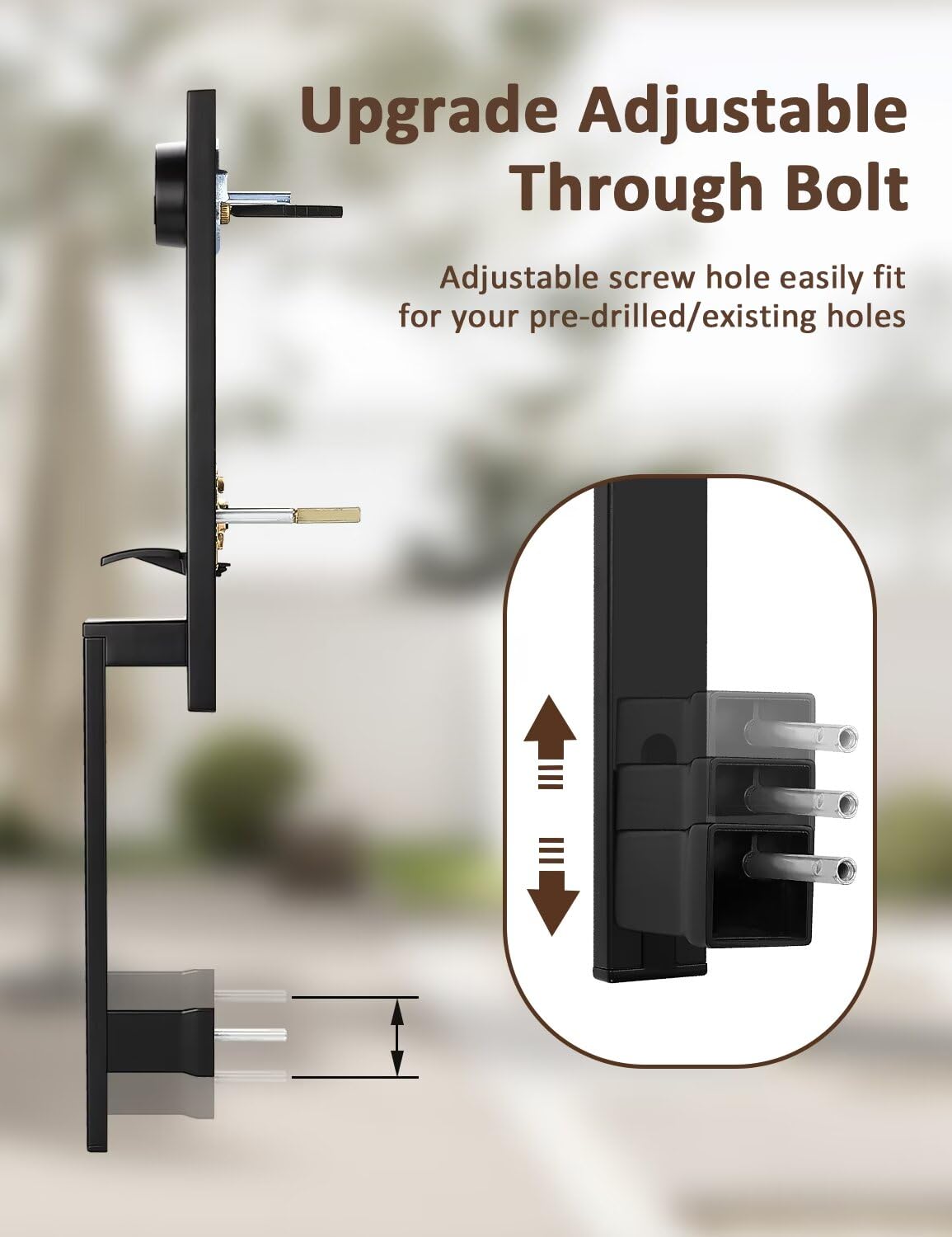 Full Escutcheon HandleSet Front Door Entry Handle and Deadbolt Lock Set Slim Square Single Cylinder Deadbolt and
