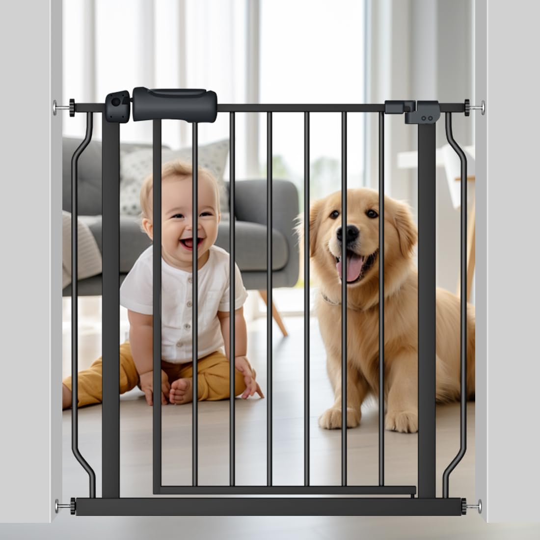 29-34 Inch Wide Baby Gate Pressure Mounted Safety Gate with Door