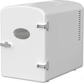 Mini Fridge, 6L/9 Can Skincare Beverage Small Refrigerator for Bedroom, Office, Dorm, Car, 100% Freon-Free Cooler and Heater Compact Refrigerators with Observation Window, White