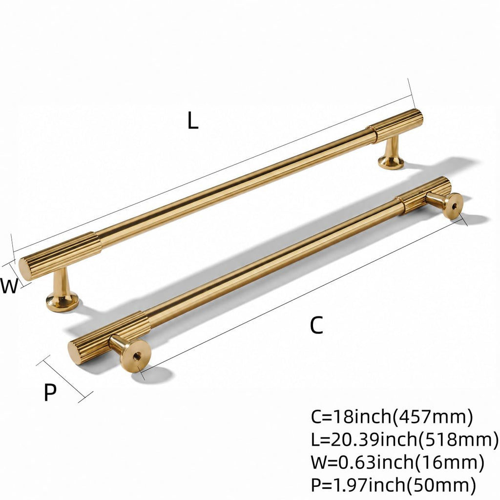 18 Inch Unlacquered Brass Appliance Pulls Embossed Solid Brass Vertical Grip Cabinet Pulls 100% Brass Bathroom