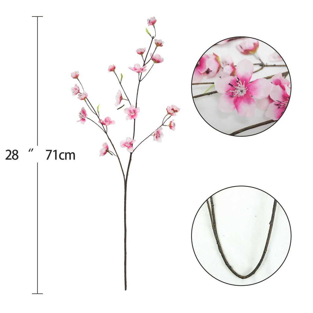 4pcs Artificial Cherry Blossom Flowers 28'' Tall Silk Cherry Blossom Branches Faux Pink Peach Stems for Wedding Home