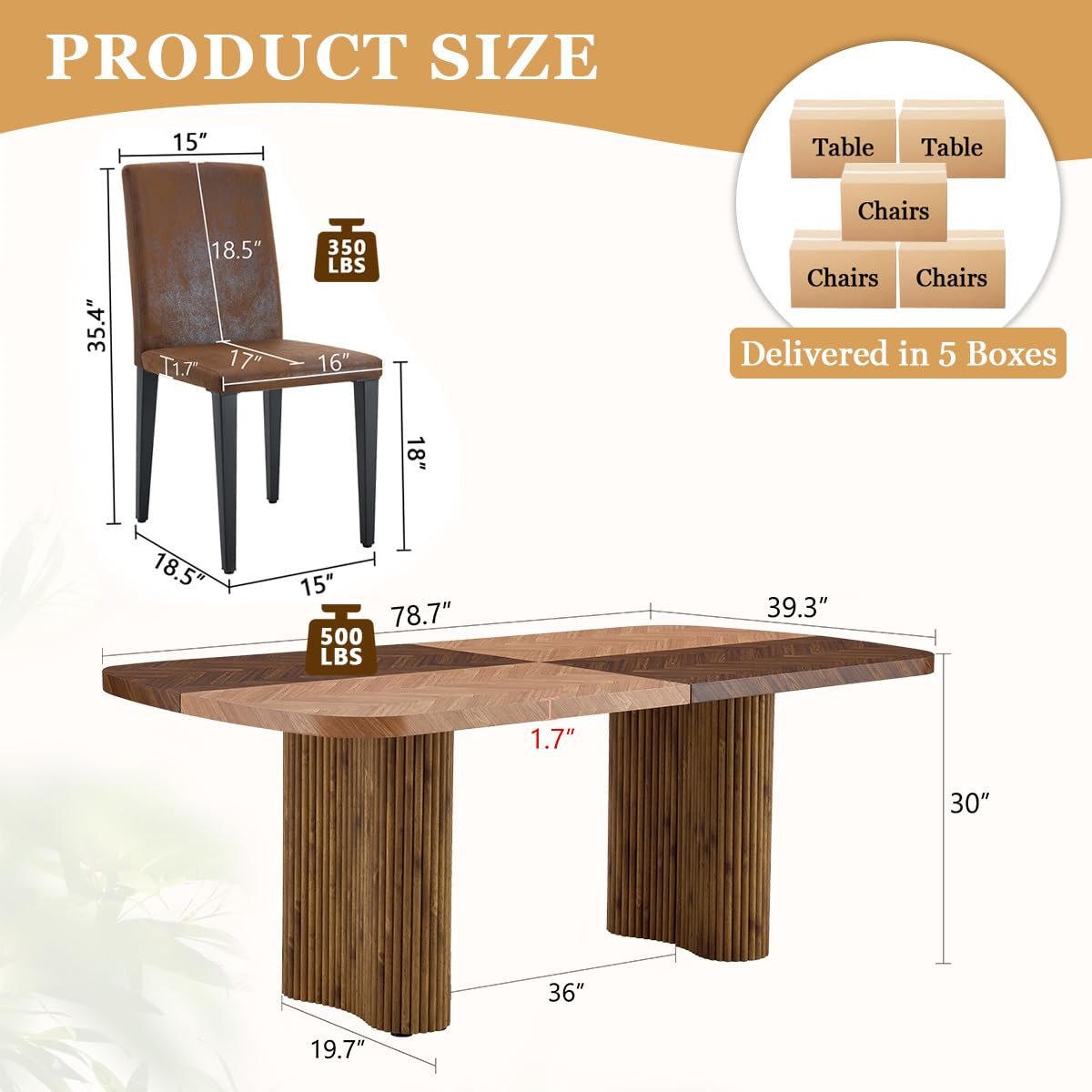 Dining Room Table Set for 10, Large 78.7" Rectangular Dining Table Set for 10 with Cushioned Chairs, Modern Mid-Century