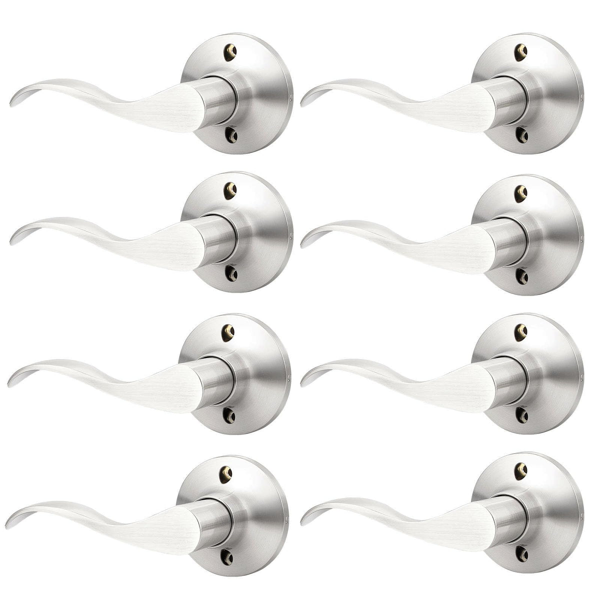 8 Pack Brushed Nickel Half Dummy Door Levers Keyless Left Handed Interior Door Handles Wave Dummy Lever Door Handle