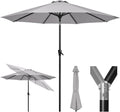 Patio Market Outdoor Table Umbrella with Push Button Tilt and Crank - Grey
