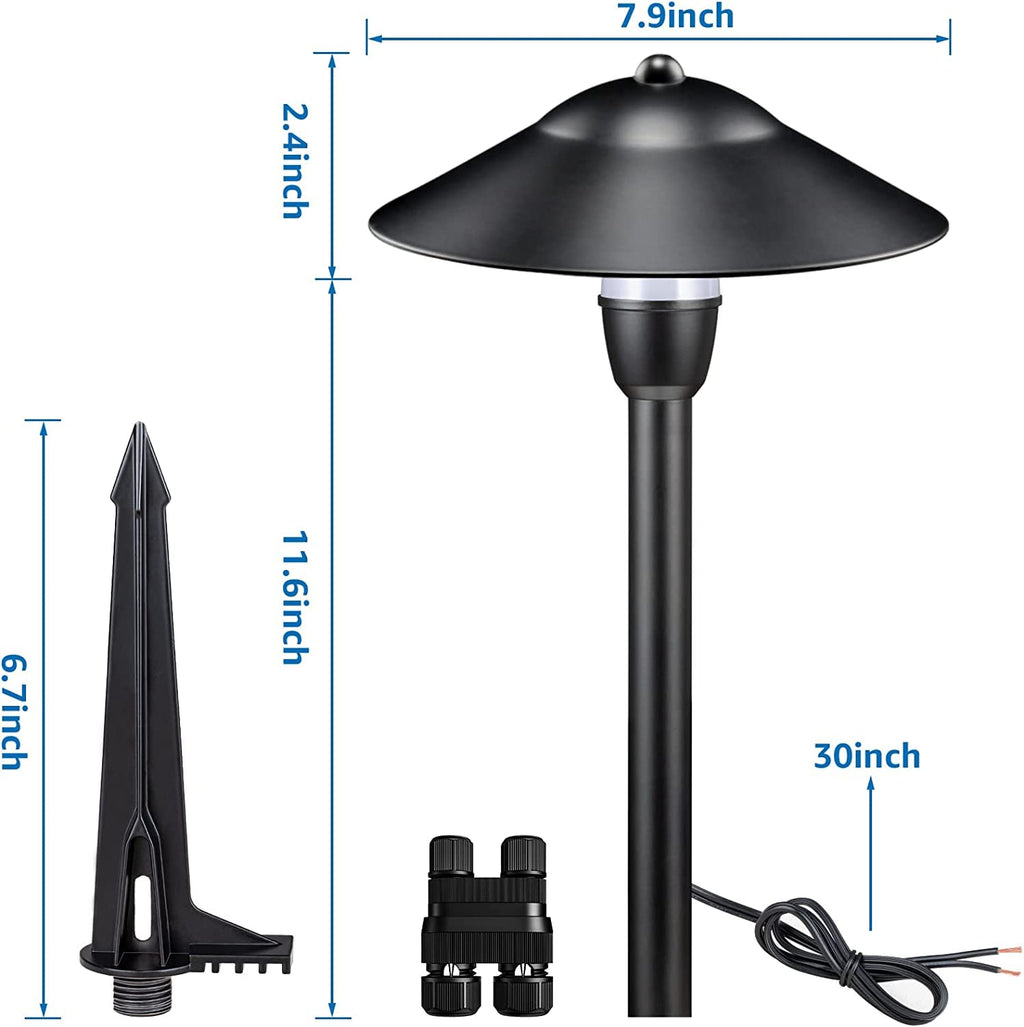 3W Low Voltage Pathway Lights, 8-Pack 3000K 12-24V Classic Aluminum