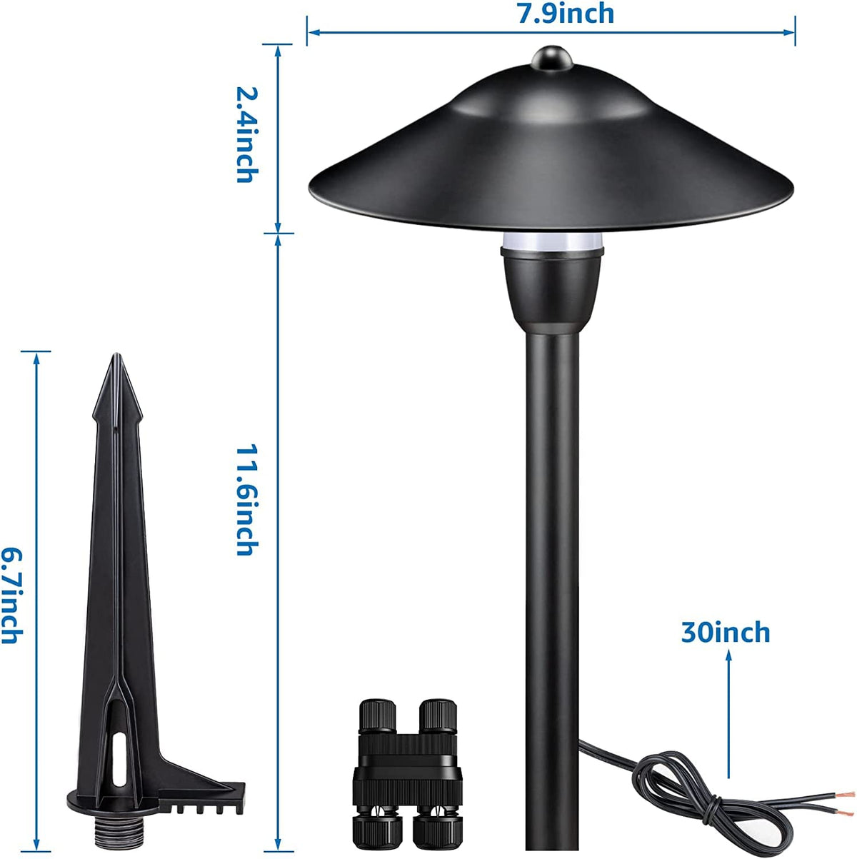 3W Low Voltage Pathway Lights, 8-Pack 3000K 12-24V Classic Aluminum
