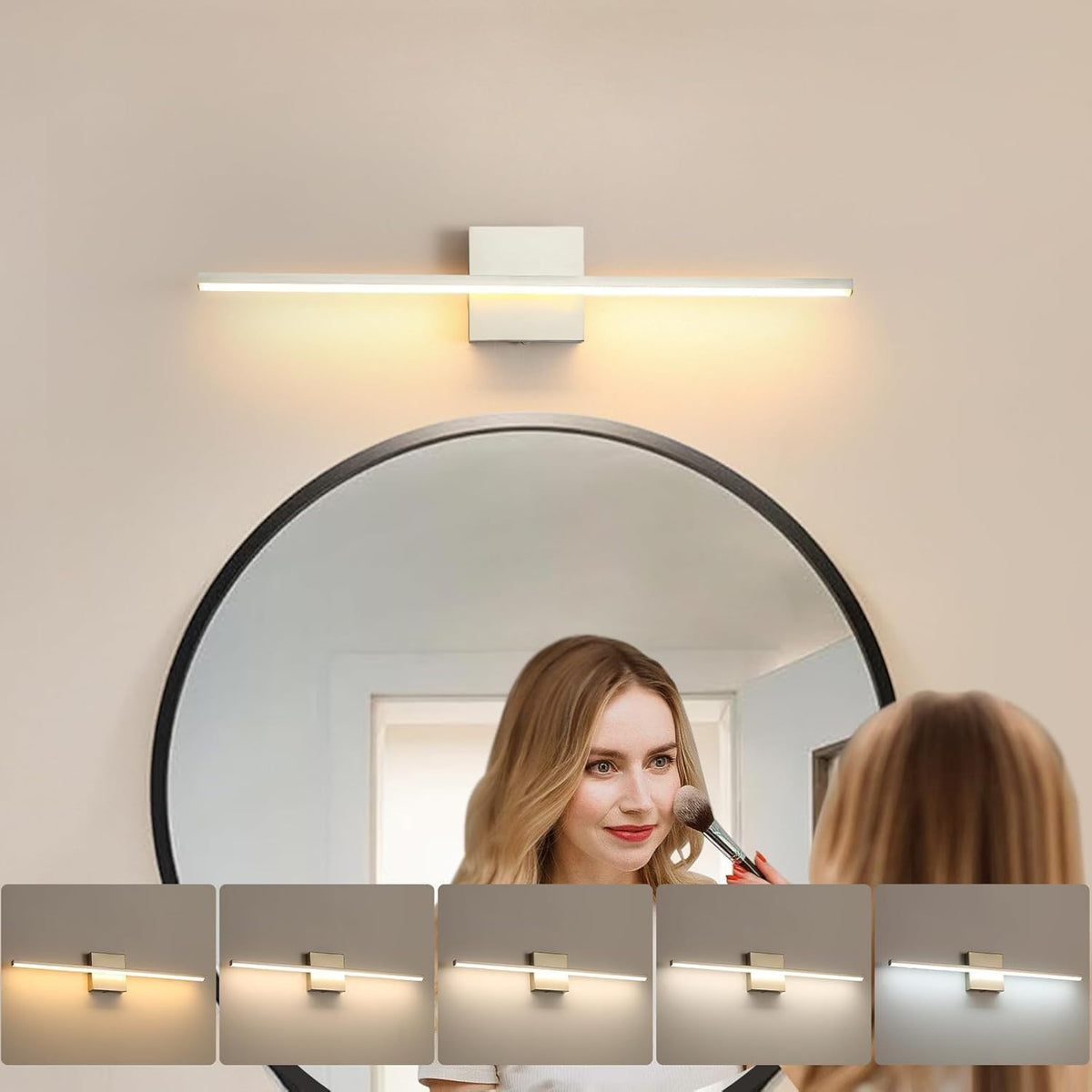 Bathroom Vanity Light 16 Inch, Dimmable 5CCT LED | 14W Brushed Nickel Bathroom Light Fixture Over Mirror, Wall Sconce