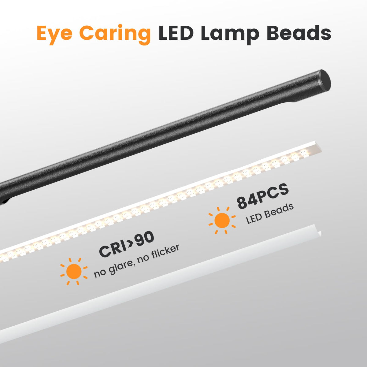 Metal LED Desk Lamp, 16" Dimmable Desk Light with Base, 15W 1200LM, Adapter Included, Color & Brightness Adjustable
