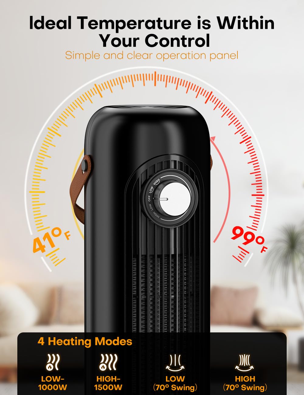24 Inch Outdoor Heater, 1500W PTC Electric Patio Heaters