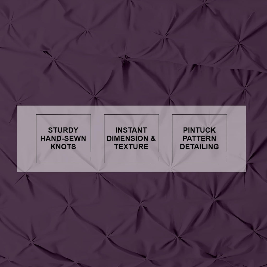 3 Pc Pinch Pleated - Pintuck Duvet Cover Set - 100% Egyptian Cotton - 1000 Thread Count Luxury Comforter