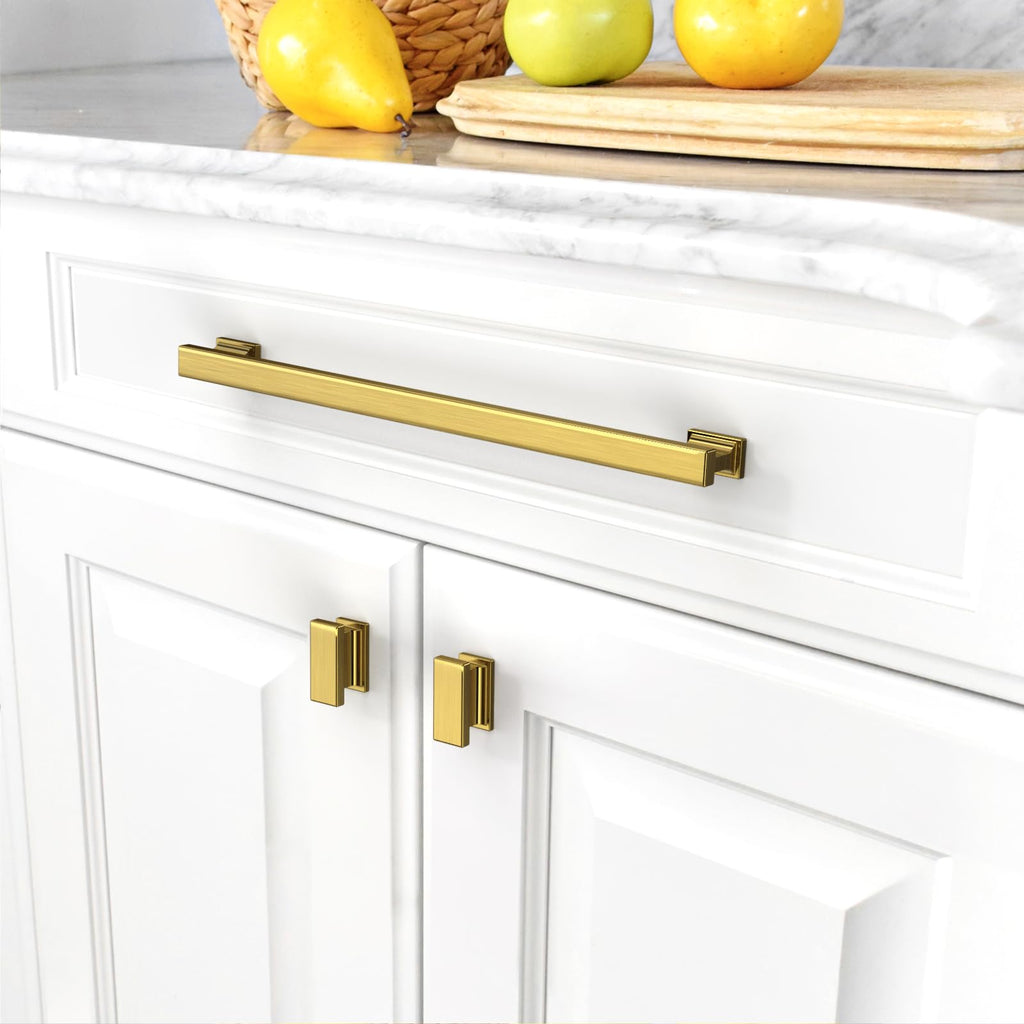 10 Pack 10 inch Vibrant Brushed Moderne Brass Cabinet Pulls