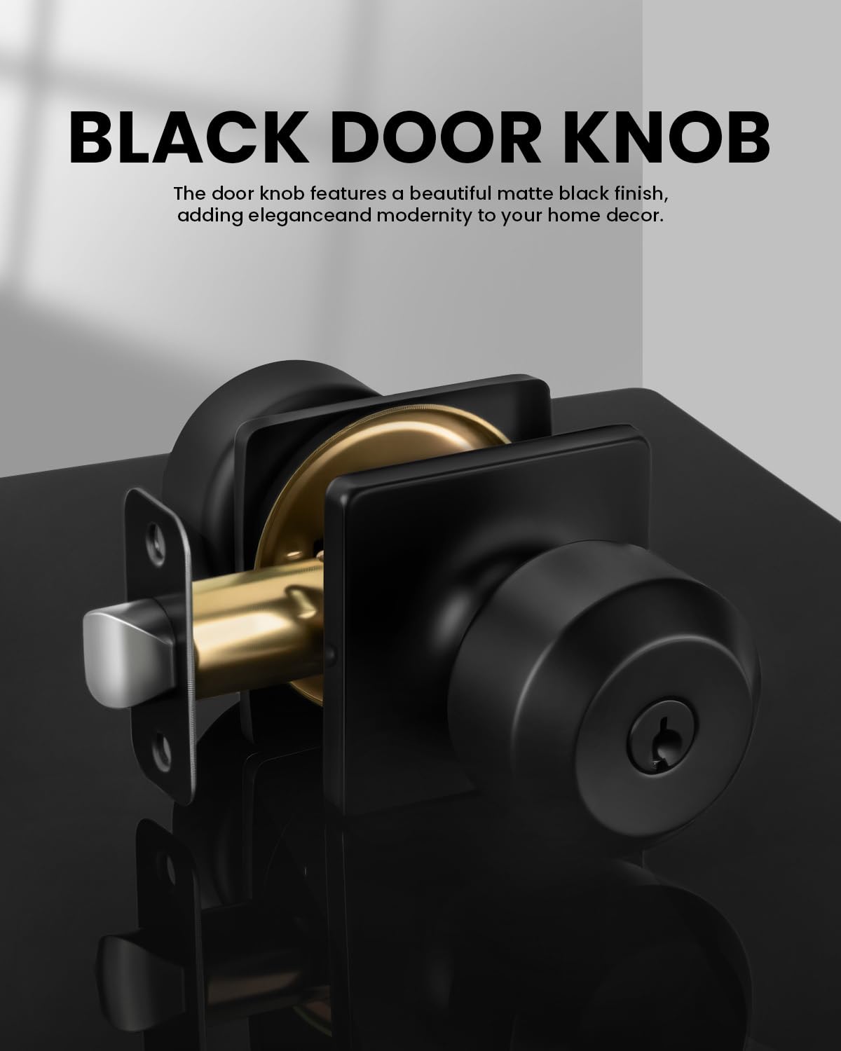 Black Entry Door Knobs with Lock and Key, Exterior Door Knobs 5 Pack