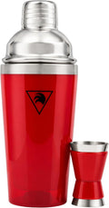 Cocktail Shaker Set 17oz - Red Stainless Steel Cobbler Shaker with Jigger, Leak-Proof & Non-Slip Base - Premium Bar