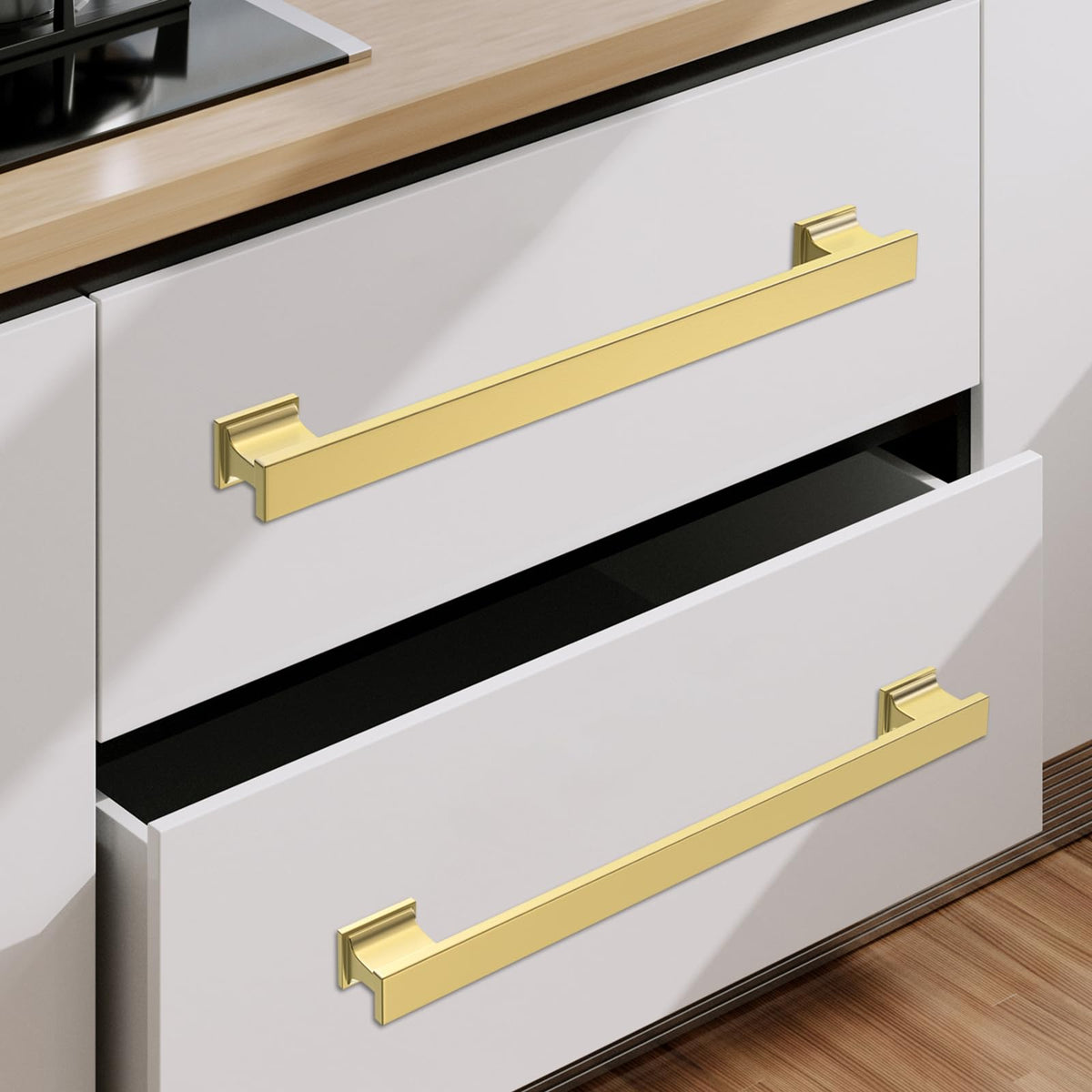 6 Pack 12.6 Inch(320mm) Brushed Gold Cabinet Handles Gold Kitchen Cabinet Pulls Cabinet Door Handles Kitchen Cabinet