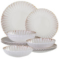 Fall Harvest Melamine Dinnerware Sets Scallop Cream Off-White12 piece for