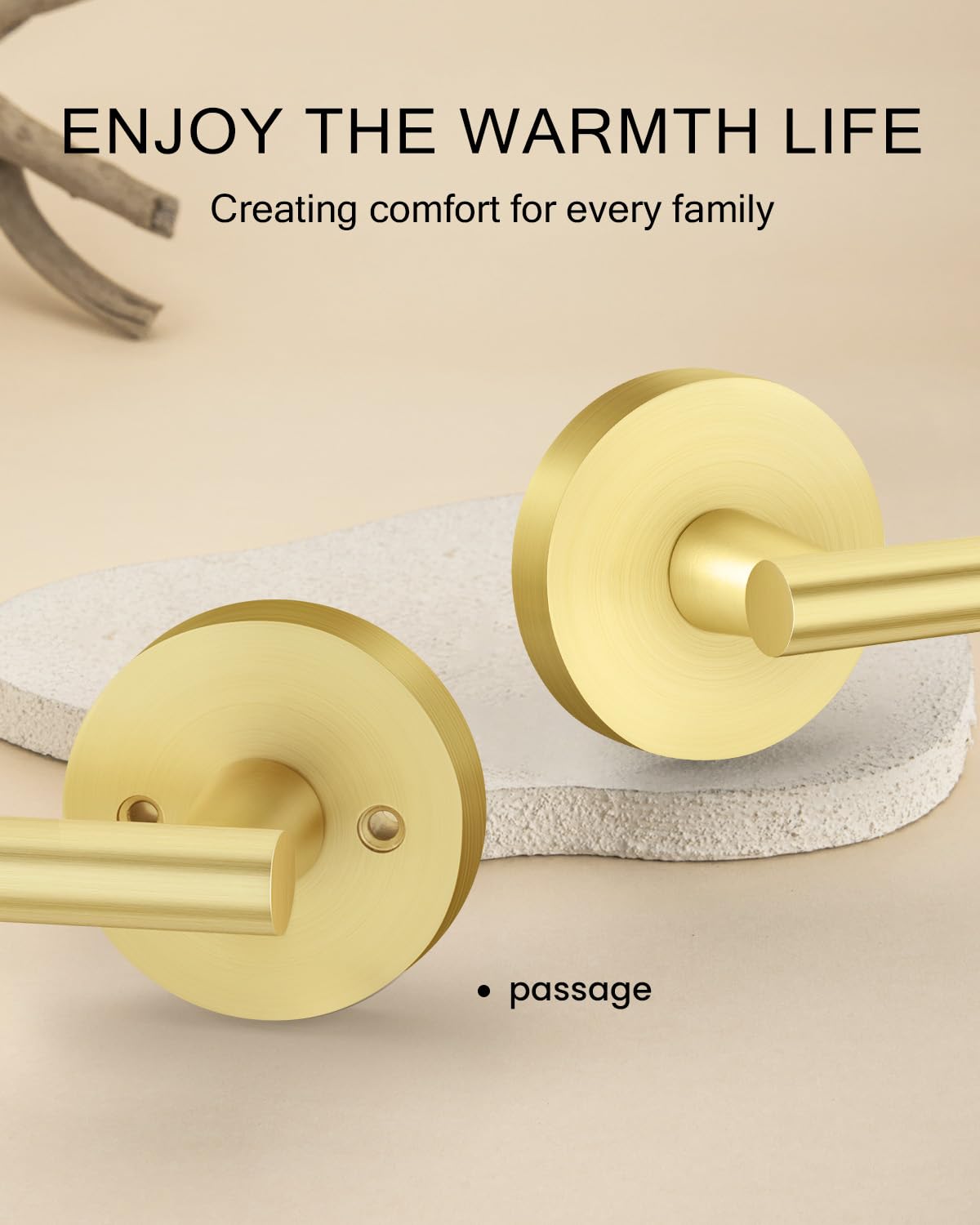 Gold Door Handle Interior,Passage Door Levers for Closets 1 Pack