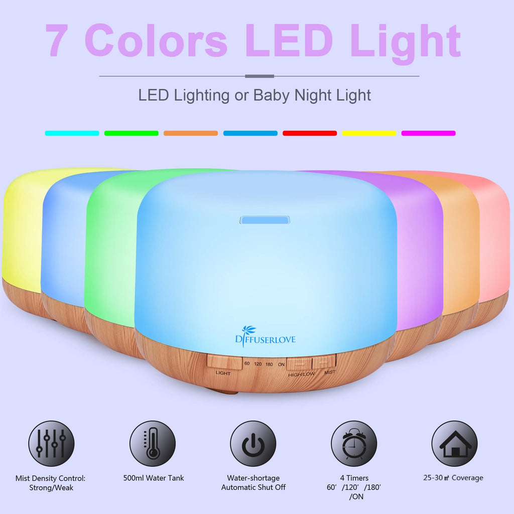 Diffuser Essential Oil Diffusers Remote Control Aroma Diffuser Cool Mist Aromatherapy Diffuser with Mute