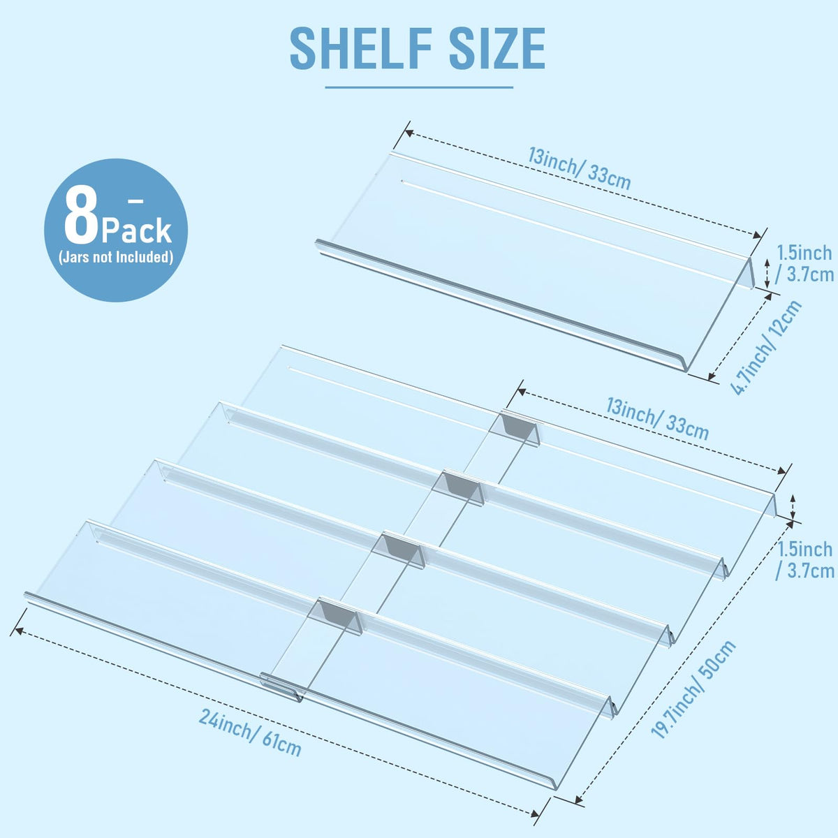 Spice Drawer Organizer 4 Tier, Acrylic Seasoning Organizer Rack, Large