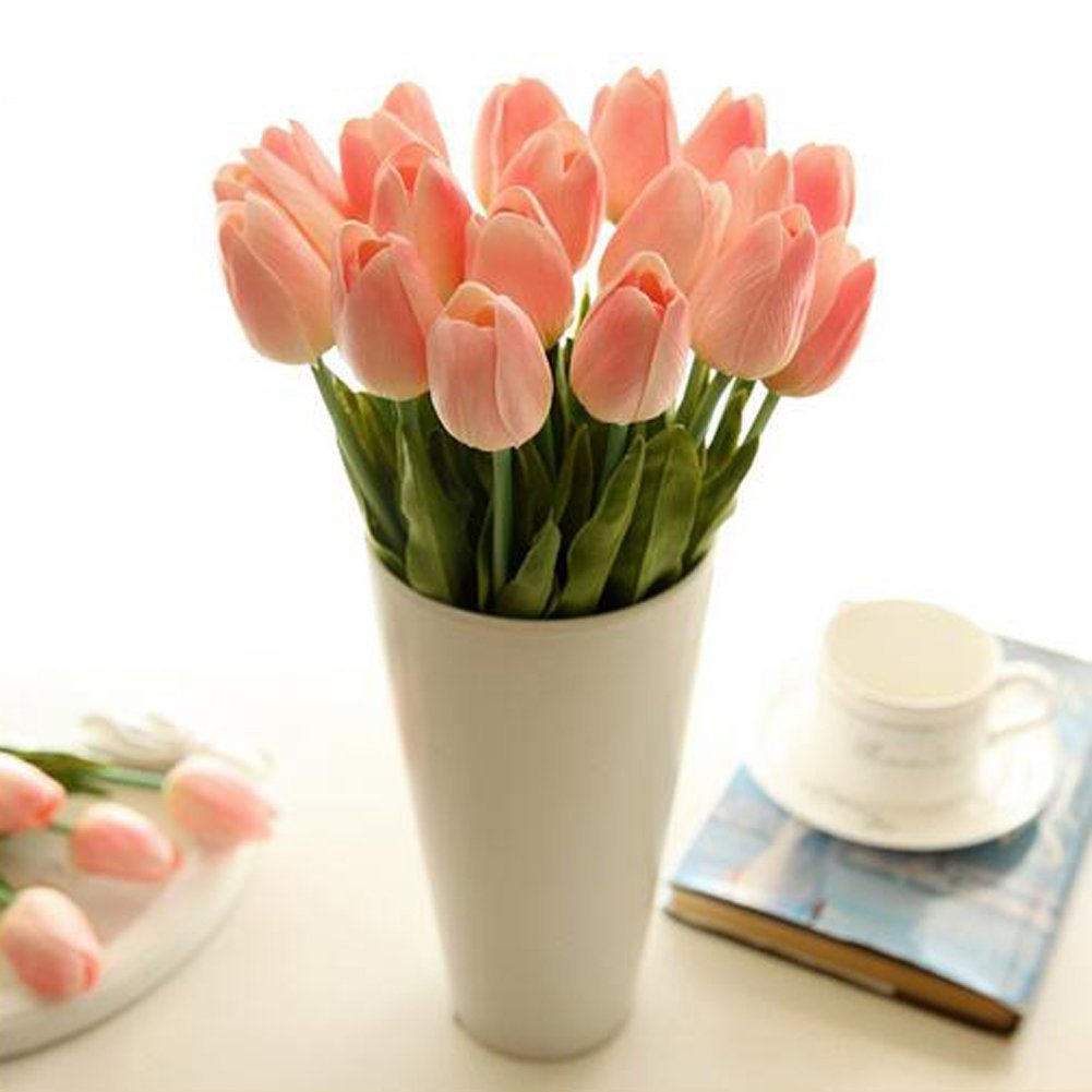 30pcs Artificial Tulip Bouquets DIY Artificial Silk Handmade Flowers Suitable Room Decoration Wedding Party