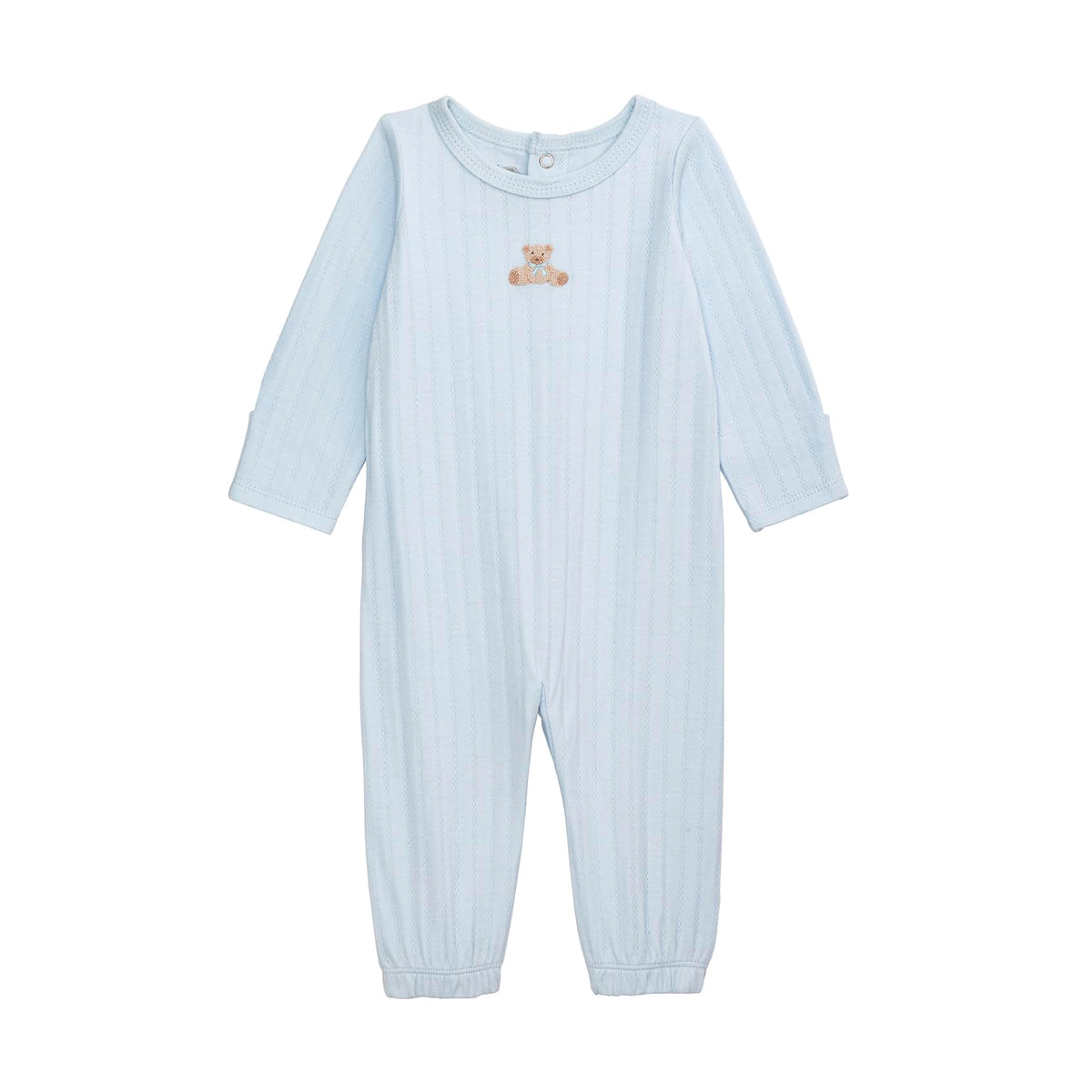Baby Boy French Knot Bear Gown, Newborn Blue