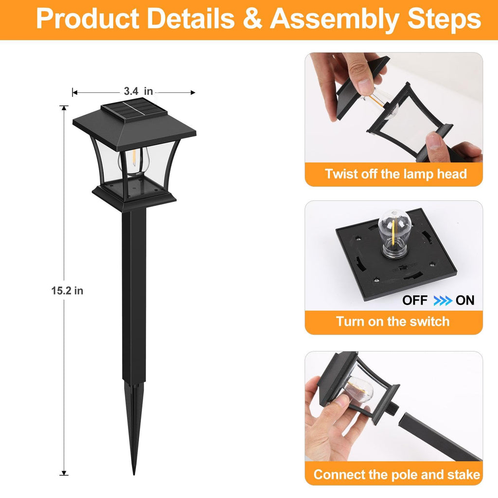 16 Pack Solar Pathway Lights Outdoor, Warm White