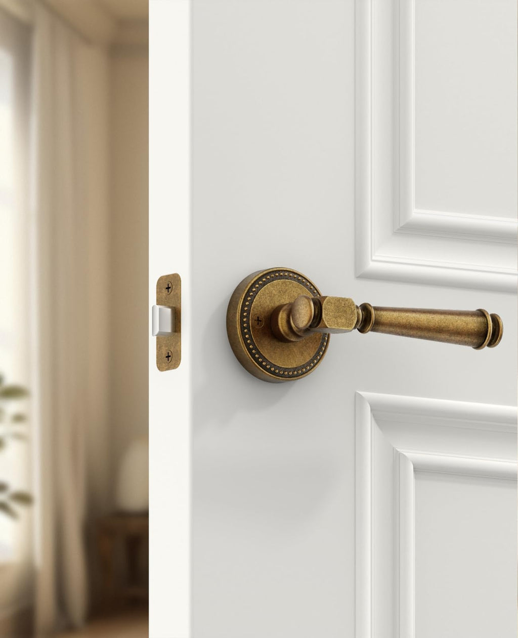 6 Pack Brushed Antique Brass Bronze Passage Door Handles