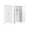 Metal Armoire Wardrobe Closet, Bedroom Armoires with Hanging Rod