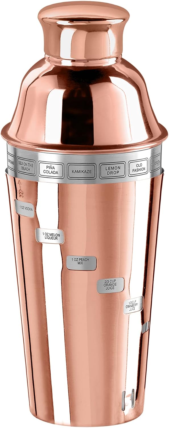 Dial A Drink Cocktail Shaker - Copper Plated, 15 Recipes, 34 oz - The Original and Only Dial A Drink - Ideal Home Bar